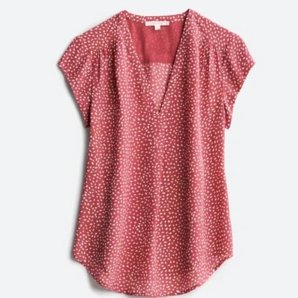 Flutter Sleeve Rust Coral Blouse Office Lightweight Chiffon Shirt Small - Picture 1 of 4